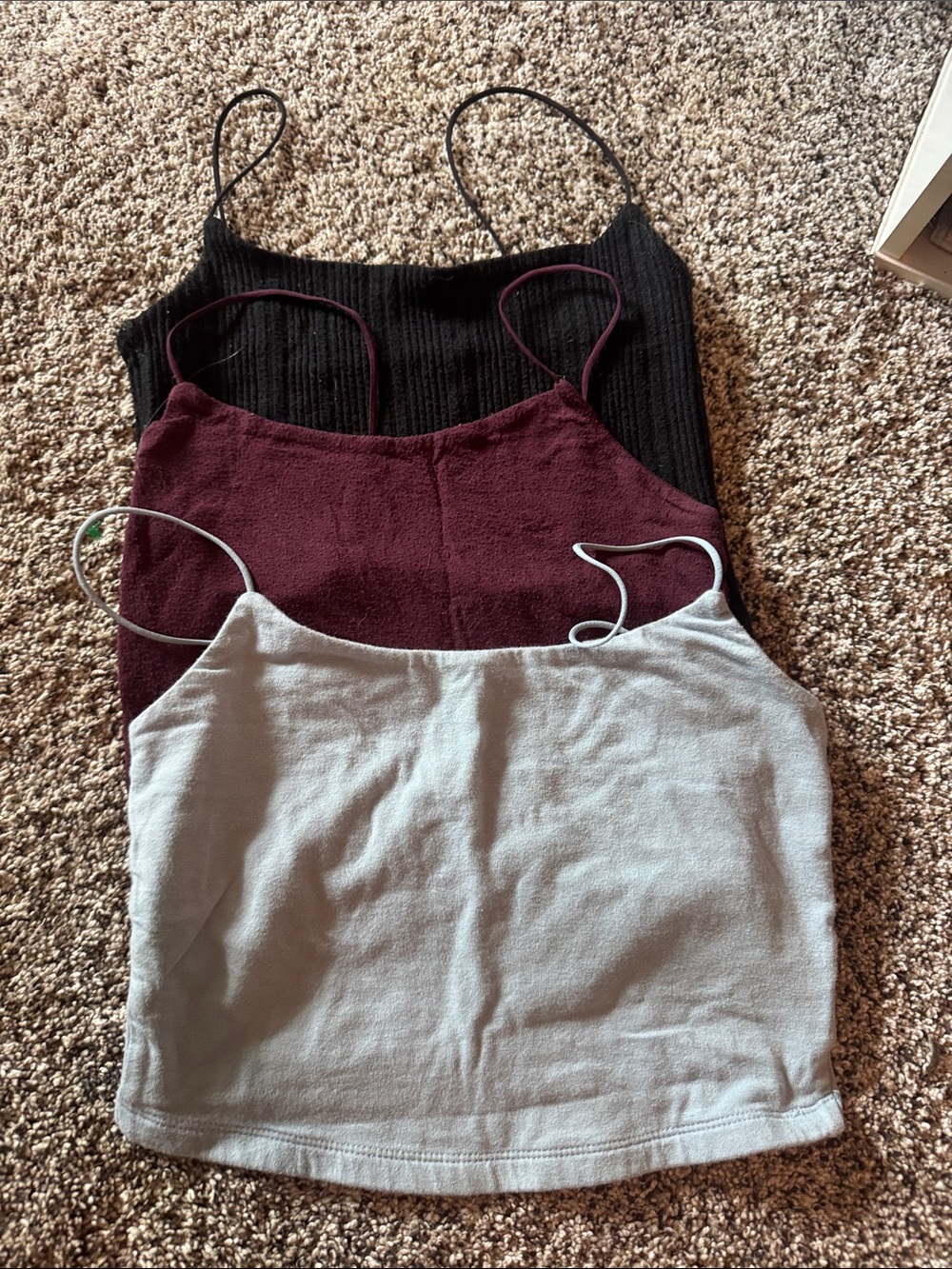 Aeropostale 3-Pack Spaghetti Strap Camisoles - Black, Burgundy, Light Gray